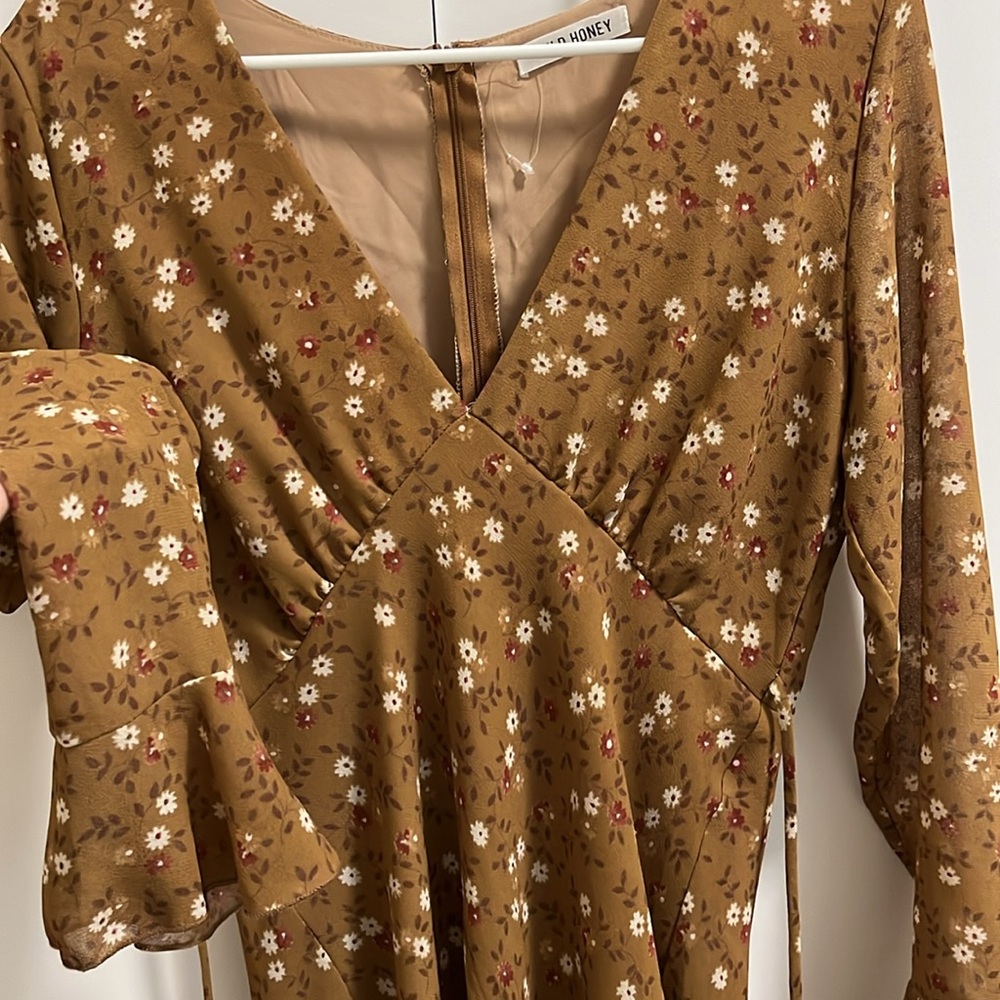 70’s Style Floral Dress with Bell Sleeves